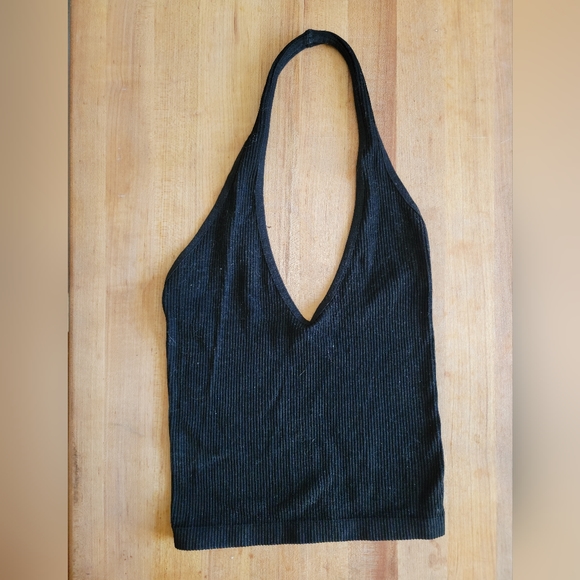 Out From Under Jackie Seamless Halter Black Bra Top, Small Ribbed - Picture 4 of 8